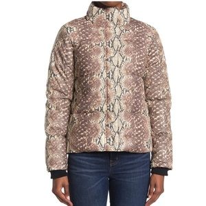 Marc New York Faux Leather Snake Skin Printed Puffer Jacket